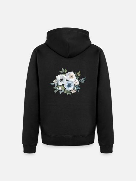 Blumen Rosen Aquarell - Unisex Premium Bio Zip Hoodie - Schwarz