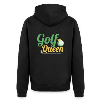 Golf Queen Par Tee Golfing - Unisex Premium Organic Zip Hoodie - black - Back - Nico (187cm)