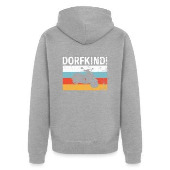 Dorfkind Moped Motorrad lustiger Spruch - Unisex Premium Bio Zip Hoodie - Grau meliert - Hinten - Nico (187cm)