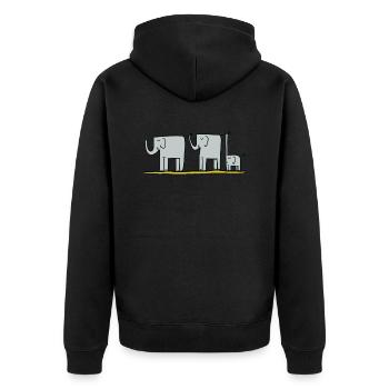 Elefantenfamilie - Mutter, Vater, Baby - Unisex Premium Bio Zip Hoodie - Schwarz - Hinten - Nico (187cm)