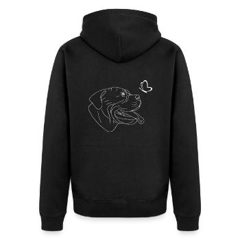 Bullmastiff Kopf mit Schmetterling - Unisex Premium Bio Zip Hoodie - Schwarz - Hinten - Nico (187cm)