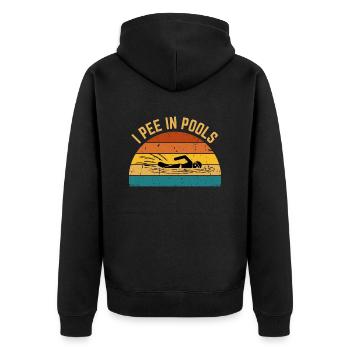 I Pee In Pools Funny I Pee In Pools - Unisex Premium Organic Zip Hoodie - black - Back - Nico (187cm)