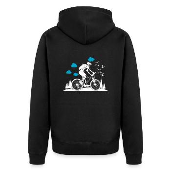 MTB Mountainbike Biker - Unisex Premium Organic Zip Hoodie - black - Back - Nico (187cm)