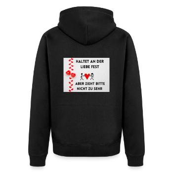 Der Liebeszieher - Unisex Premium Bio Zip Hoodie - Schwarz - Hinten - Nico (187cm)