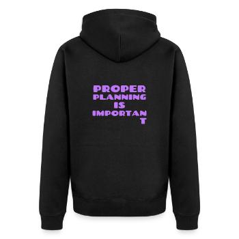 Proper Planning - Unisex Premium Organic Zip Hoodie - black - Back - Nico (187cm)