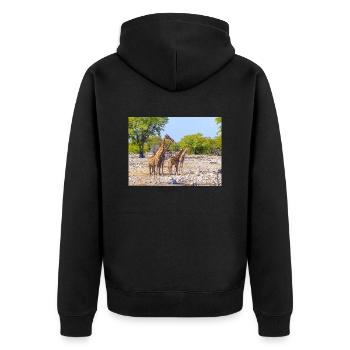 giraffe and Landscape in a Etosha National Park - Unisex Premium Organic Zip Hoodie - black - Back - Nico (187cm)