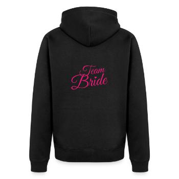 Team Bride - Unisex Premium Bio Zip Hoodie - Schwarz - Hinten - Nico (187cm)