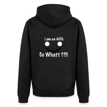 test - Unisex Premium Bio Zip Hoodie - Schwarz - Hinten - Nico (187cm)