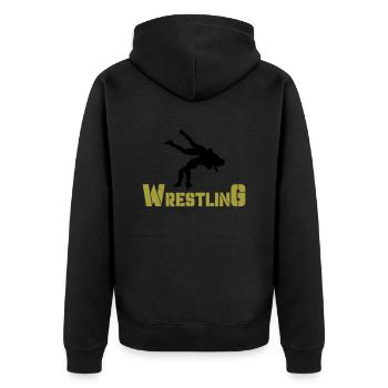 wrestling - Unisex Premium Bio Zip Hoodie - Schwarz - Hinten - Nico (187cm)