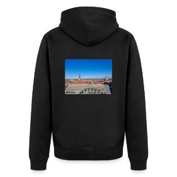 Rostock Skyline et la vieille ville derrière l’hôtel de ville - Veste à capuche bio Premium Unisexe - noir - Dos - Nico (187cm)
