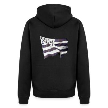Flying flag of Brittany - Unisex Premium Organic Zip Hoodie - black - Back - Nico (187cm)