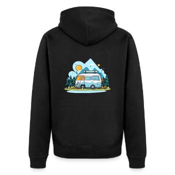 Vanlife - Unisex Premium Bio Zip Hoodie - Schwarz - Hinten - Nico (187cm)