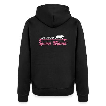 Mutter Löwen Mama - Unisex Premium Bio Zip Hoodie - Schwarz - Hinten - Nico (187cm)