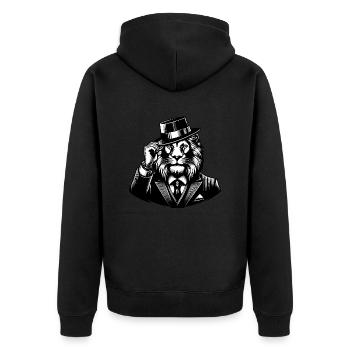 Noble Lion - Unisex Premium Organic Zip Hoodie - black - Back - Nico (187cm)