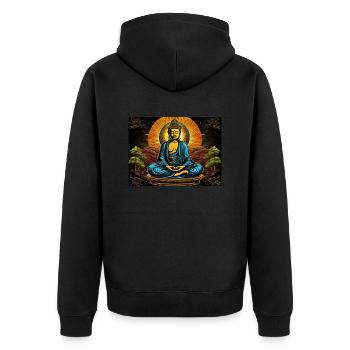 Buddha - Unisex Premium Bio Zip Hoodie - Schwarz - Hinten - Nico (187cm)