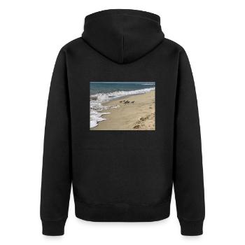 Run Bird run - Unisex Premium Bio Zip Hoodie - Schwarz - Hinten - Nico (187cm)