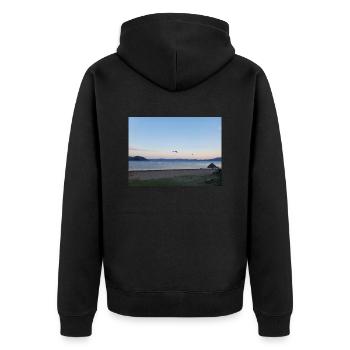 Holiday, Beach, Sea, Sun, Sunset - Unisex Premium Organic Zip Hoodie - black - Back - Nico (187cm)