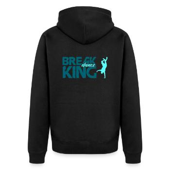 break dance king - Unisex Premium Bio Zip Hoodie - Schwarz - Hinten - Nico (187cm)