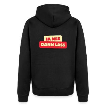 Ja nee dann lass - Unisex Premium Bio Zip Hoodie - Schwarz - Hinten - Nico (187cm)