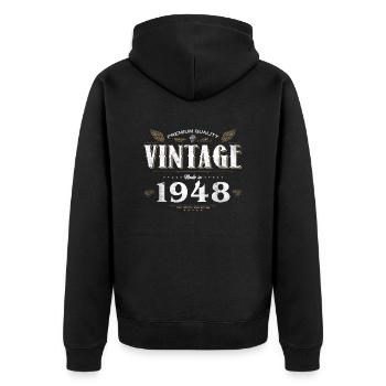 76 Jahre alter Jahrgang 1948 Limitierte Auflage 76. - Unisex Premium Bio Zip Hoodie - Schwarz - Hinten - Nico (187cm)