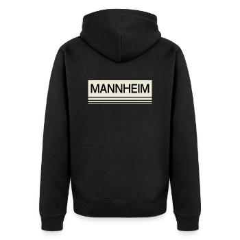 Mannheim Monnem Mannheimat - Unisex Premium Bio Zip Hoodie - Schwarz - Hinten - Nico (187cm)