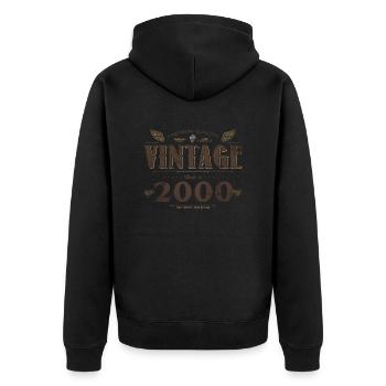 24 Years Old Vintage 2000 Limited Edition 24th - Unisex Premium Organic Zip Hoodie - black - Back - Nico (187cm)