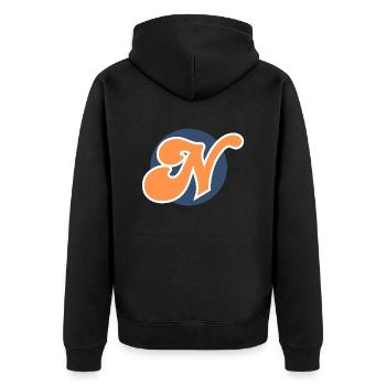 Letter n orange sport - Unisex Premium Organic Zip Hoodie - black - Back - Nico (187cm)