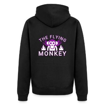 Der fliegende Affe - Unisex Premium Bio Zip Hoodie - Schwarz - Hinten - Nico (187cm)