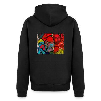 Kunstvolles Design - Unisex Premium Bio Zip Hoodie - Schwarz - Hinten - Nico (187cm)