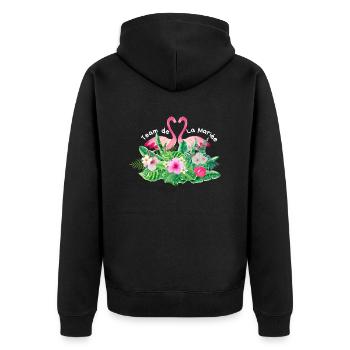 Team de la mariée flamingo tropical - Veste à capuche bio Premium Unisexe - noir - Dos - Nico (187cm)
