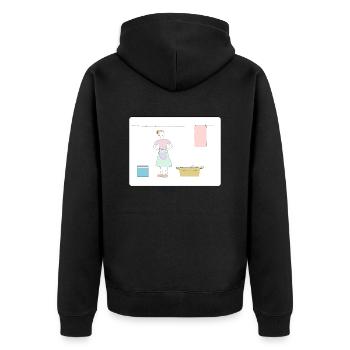 Hausfrau Anno dazumal - Unisex Premium Bio Zip Hoodie - Schwarz - Hinten - Nico (187cm)