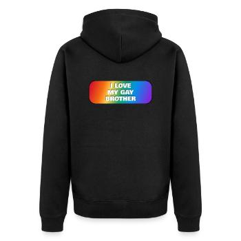 J’aime mon frère gay - Veste à capuche bio Premium Unisexe - noir - Dos - Nico (187cm)