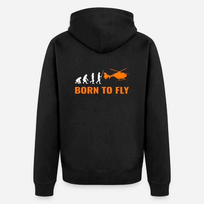 Hubschrauber Evolution Helikopter Pilot - Unisex Premium Bio Zip Hoodie - Schwarz