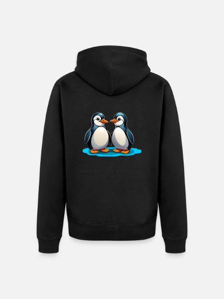 Deux pingouins - Veste à capuche bio Premium Unisexe - noir