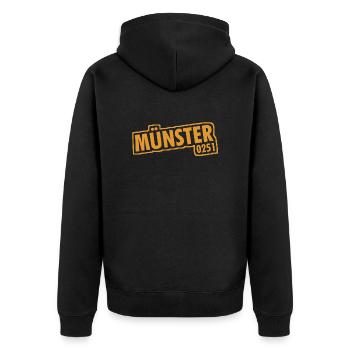 Münster 0251 Vorwahl Telefon NRW - Unisex Premium Bio Zip Hoodie - Schwarz - Hinten - Nico (187cm)
