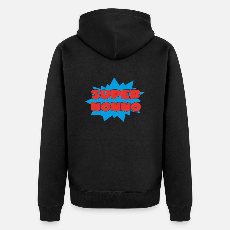 SUPER NONNO - Unisex Premium Bio Zip Hoodie - Schwarz