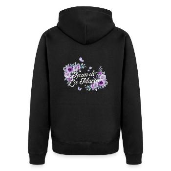 Lila Blumen Braut Team - Unisex Premium Bio Zip Hoodie - Schwarz - Hinten - Nico (187cm)