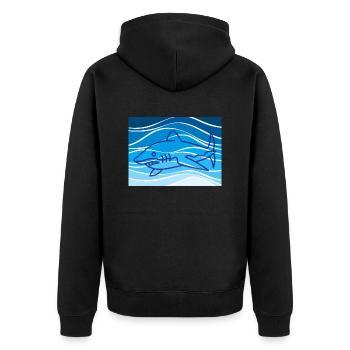 Haifisch - Unisex Premium Bio Zip Hoodie - Schwarz - Hinten - Nico (187cm)