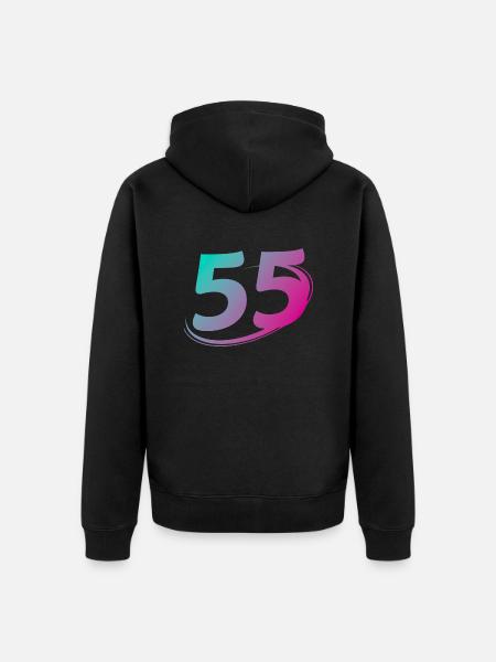 Nummer 55 mehrfarbig - Unisex Premium Bio Zip Hoodie - Schwarz