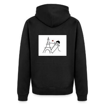 Frankreich liebe - Unisex Premium Bio Zip Hoodie - Schwarz - Hinten - Nico (187cm)
