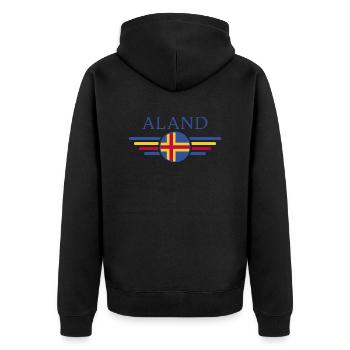 Ich liebe Åland, Eleganz Stil Design T-Shirt - Unisex Premium Bio Zip Hoodie - Schwarz - Hinten - Nico (187cm)