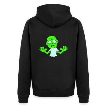 Zombie - Unisex Premium Bio Zip Hoodie - Schwarz - Hinten - Nico (187cm)