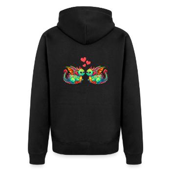 drachen love - Unisex Premium Bio Zip Hoodie - Schwarz - Hinten - Nico (187cm)