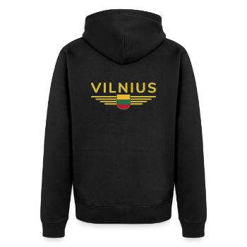 T-shirt Vilnius – Déclaration élégante - Veste à capuche bio Premium Unisexe - noir - Dos - Nico (187cm)