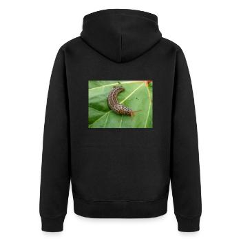 tiger slug also great grey slug Tigerschnegel - Unisex Premium Organic Zip Hoodie - black - Back - Nico (187cm)
