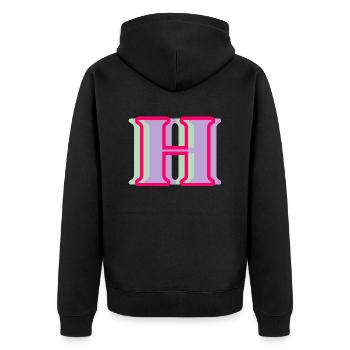 Multi-coloured letter h - Unisex Premium Organic Zip Hoodie - black - Back - Nico (187cm)