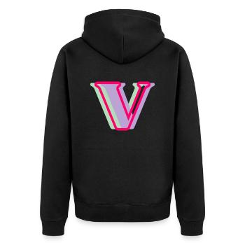 Lettre V multicolore - Veste à capuche bio Premium Unisexe - noir - Dos - Nico (187cm)
