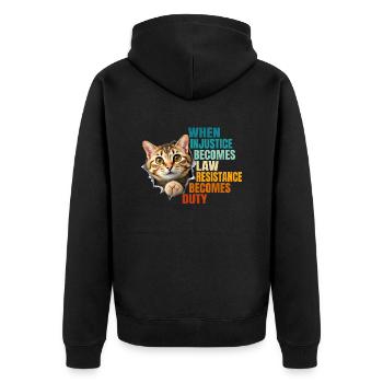 Wenn Ungerechtigkeit zum Gesetz wird, wird Widerstand zur Pflicht - Unisex Premium Bio Zip Hoodie - Schwarz - Hinten - Nico (187cm)
