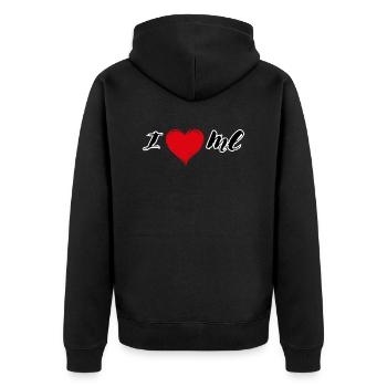 Je m’aime - Veste à capuche bio Premium Unisexe - noir - Dos - Nico (187cm)