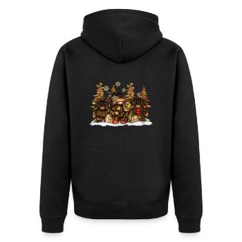 Afro Gnome Christmas - Unisex Premium Organic Zip Hoodie - black - Back - Nico (187cm)